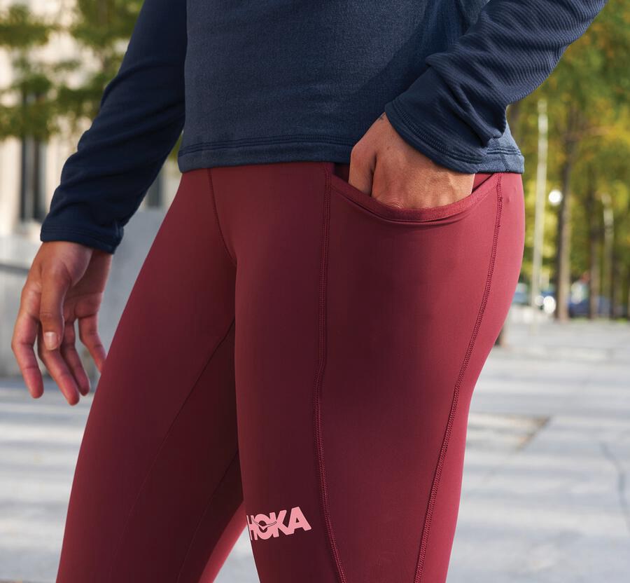 Pants Womens - Hoka One One Performance Crop Tight - Brown - FZEDSKI-43